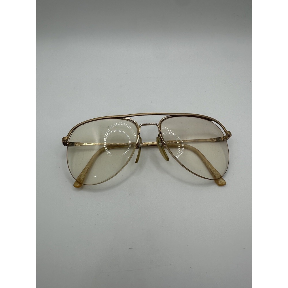 RARE Vintage Luxottica Andrew Mens Gold Aviator Frame Pilot Eyeglasses